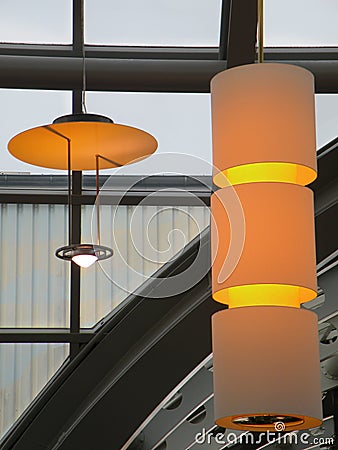 Modern Amber Commercial Lighting Sculpture Stock Photo