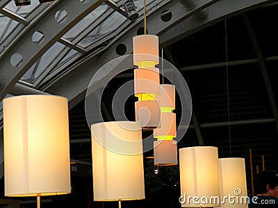 Modern Amber Commercial Lighting Sculpture Editorial Stock Photo