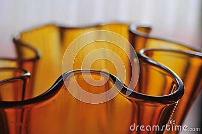 Modern Amber Glass Art Vase Abstract Mood Curves Series Background Stock Photo