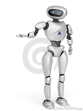 Modern android robot on a white background. 3D rendering. Stock Photo