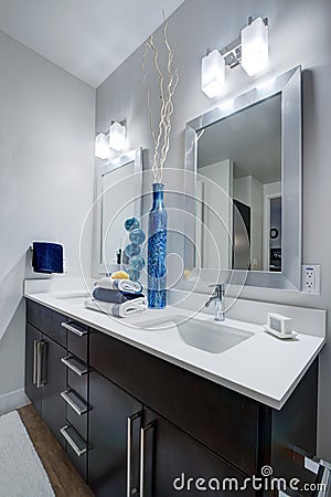 Modern Apartment Bathroom Stock Photo