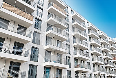 Modern apartment building facade, real estate exterior Stock Photo