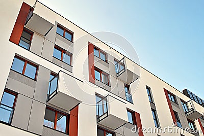 Modern apartment buildings exteriors. Facade of a modern apartment building. Stock Photo