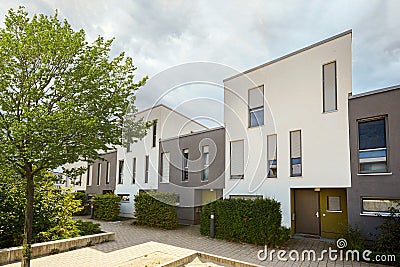 Modern apartment buildings in a green residential area in the city Stock Photo