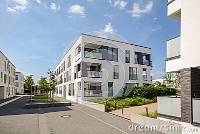 Modern apartment buildings in a green residential area in the city Stock Photo