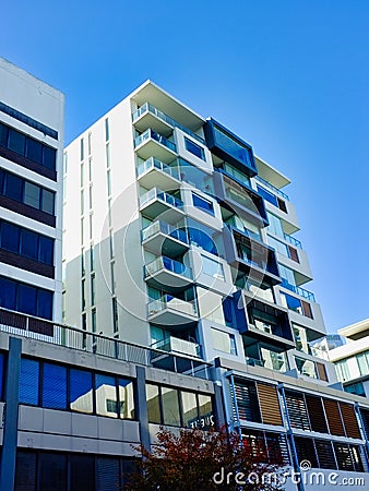 Modern Apartment Building With Cubist Facade Editorial Stock Photo