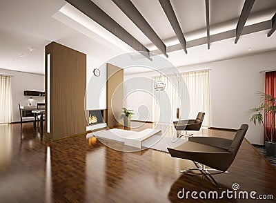Modern apartment interior 3d render Stock Photo