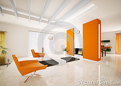 Modern apartment interior 3d render Stock Photo