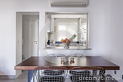 Modern apartment with white walls and light grey floor Stock Photo