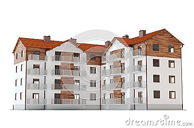 Modern apartments v2 - white background, 3D illustration Stock Photo