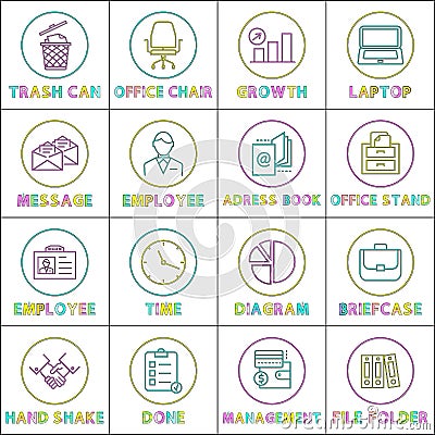 Modern Application Linear Bright Icons Templates Vector Illustration