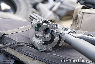 Modern AR15 rifle with a sight aim Stock Photo