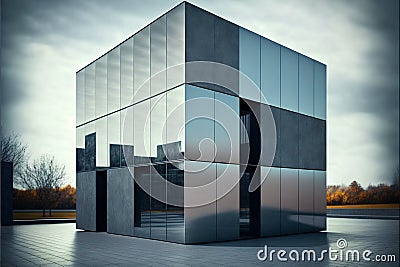 Modern architecture abstract background, 3d render. Glass wall and floor. Stock Photo