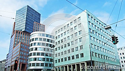 Modern architecture and business skyscrapers moderne Architektur und Business-Wolkenkratzer, Wien - Vienna, Austria Editorial Stock Photo