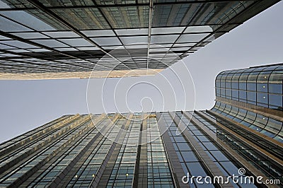 Modern architecture in Canary Wharf London England with amazing skyscrapers of financial leaders companies buildings Stock Photo