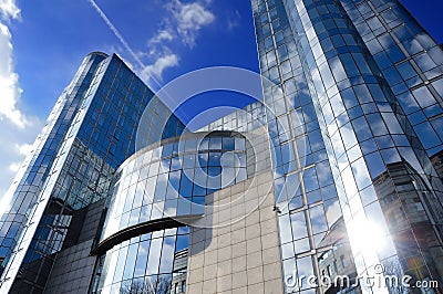 Modern architecture of European Parliament building in Brussels, Belgium Editorial Stock Photo