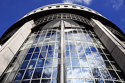 Modern architecture of European Parliament building in Brussels, Belgium Editorial Stock Photo