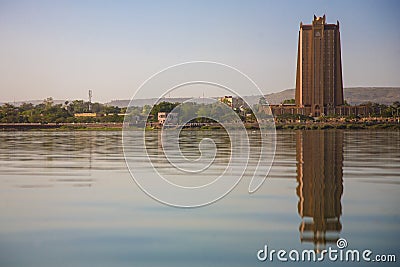 Modern architecture in front of the Niger River in Bamako Stock Photo