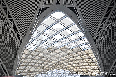 Modern architecture roof structure construction site Stock Photo