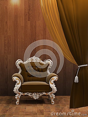 Modern armchair in wooden interior Stock Photo