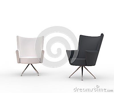 Modern armchairs - white and black Stock Photo