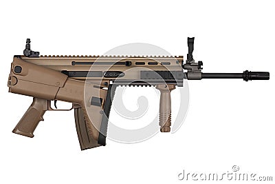 Modern army assault rifle isolated on a white Stock Photo