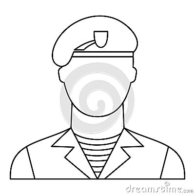 Modern army soldier icon, outline style Vector Illustration