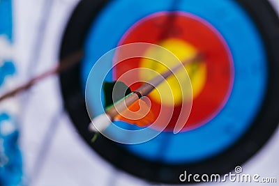 Modern arrow hit target Stock Photo