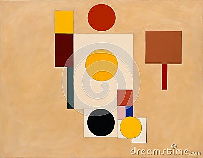 Modern art collage featuring Suprematism elements with abstract geometric shapes. Suitable for contemporary art concepts and Stock Photo