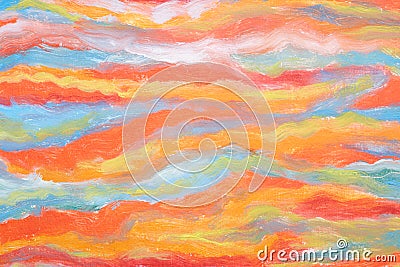 Modern art concept. Brushstrokes of paint. Horizontal abstracted colourful waves. Real masterpiece of talented artist. Multicolore Stock Photo