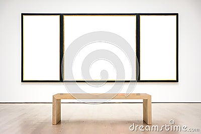 Modern Art Museum Frame Wall Clipping Path Isolated White Vector Stock Photo