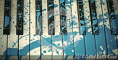 Modern Art. Painted piano, musical style, grunge instrument. Stock Photo