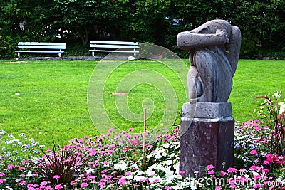 Modern Art Sculpture in the park,Montreux Editorial Stock Photo