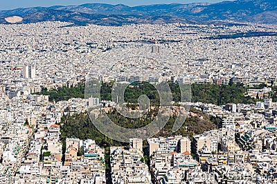 Modern Athens shot from Lycabettus hill Editorial Stock Photo