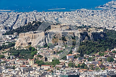 Modern Athens shot from Lycabettus hill Editorial Stock Photo