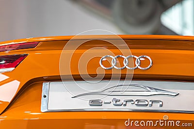 A modern audi e-tron car closeup in ingolstadt germany Editorial Stock Photo