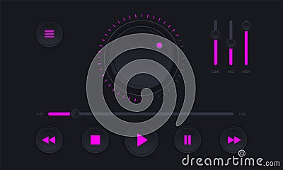 Modern audio player interface. Vector Illustration