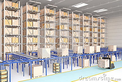 Modern Automated Logistics Center`s interior Stock Photo