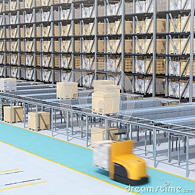 Modern Automated Logistics Center`s interior Stock Photo