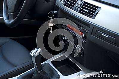 Modern Automobile Black Interior Stock Photo