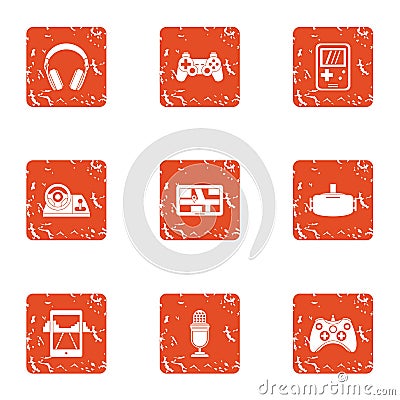 Modern automobile icons set, grunge style Vector Illustration