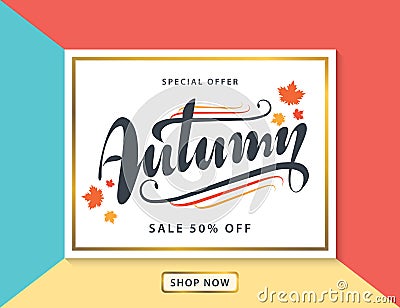 Modern Autumn sale flyer template. Vector Illustration