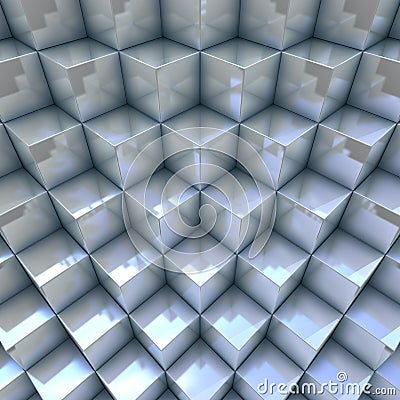 Modern background 3D blueish organized cubes Stock Photo