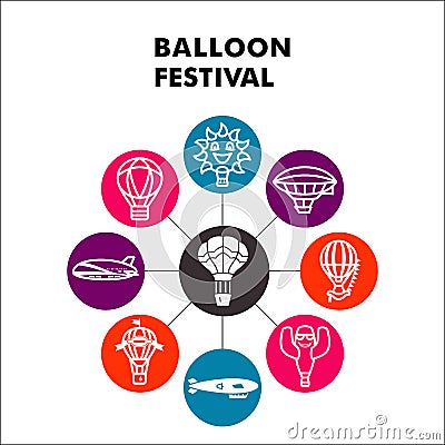 Modern Balloon festival Infographic design template with icons. Hot Air Balloon Infographic visualization in bubble Vector Illustration