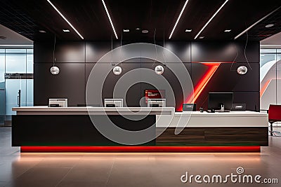 A modern bank branch with a sleek, minimalistic design Stock Photo