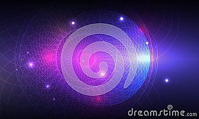 Modern banner. Circular glow. Digital technology background. Bright color. Glow effect Stock Photo