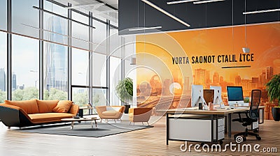 modern banner office background Cartoon Illustration