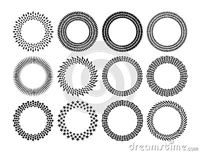 Modern basic shape circular frame logo set. Empty abstract circle border logo. Vector Illustration