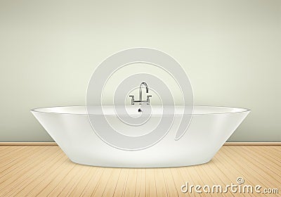 Modern bath against the wall. Vector design bathroom Stock Photo