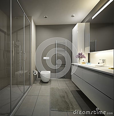 Bathroom design project. 3d rendering Stock Photo